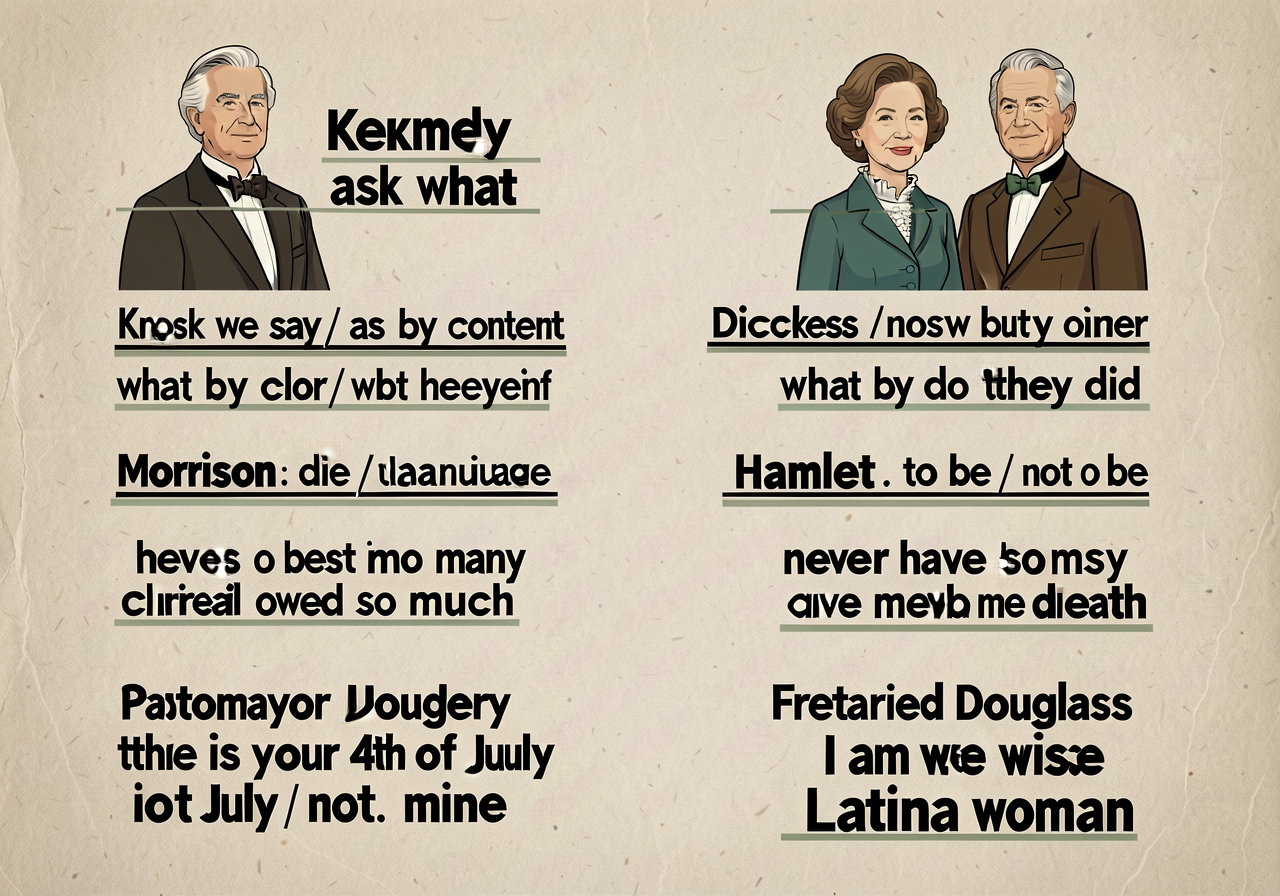 10 antitheses with parallel structure underlined and contrast in bold. Kennedy 'ask not / ask what'; King 'not by color 