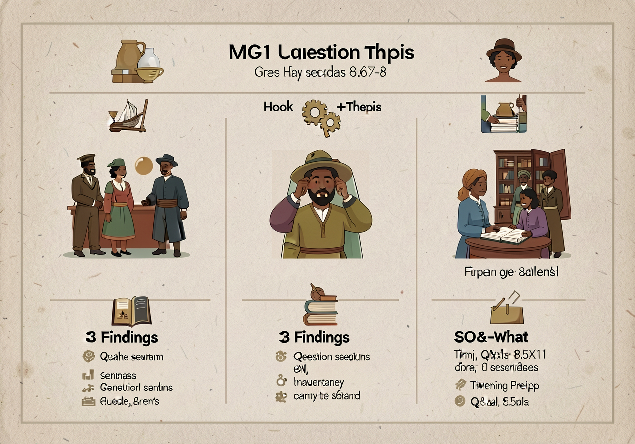 MG-31 template: 1-page script card with 5 sections (hook / question+thesis / 3 findings / so-what / Q&A prep) and timing