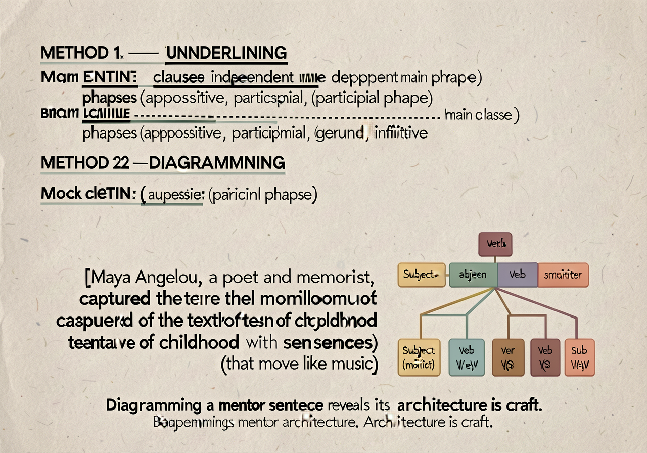 Sentence-shape diagram tutorial anchor: 1-page reference showing how to visualize sentence shape. METHOD 1 — UNDERLINING