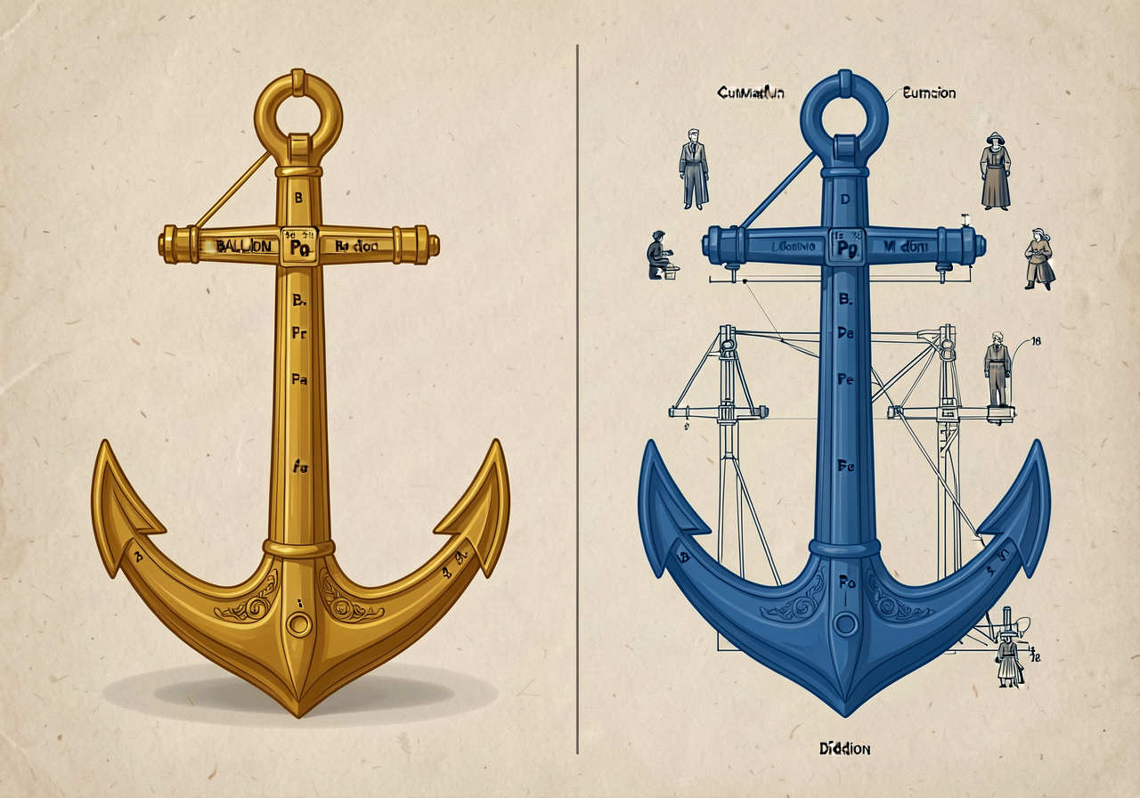 MG-8 anchor displayed full-scale: 2-column with periodic (left, gold, Baldwin example) and cumulative (right, blue, Didi