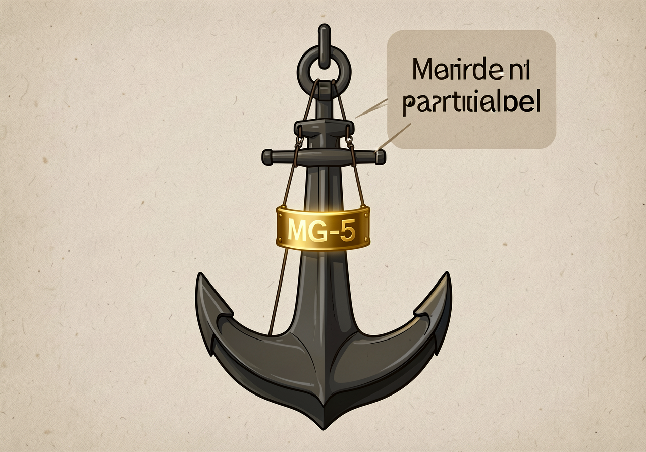 MG-5 anchor with participle band highlighted in gold; dangling-participle warning callout visible. Print-ready 18x24.