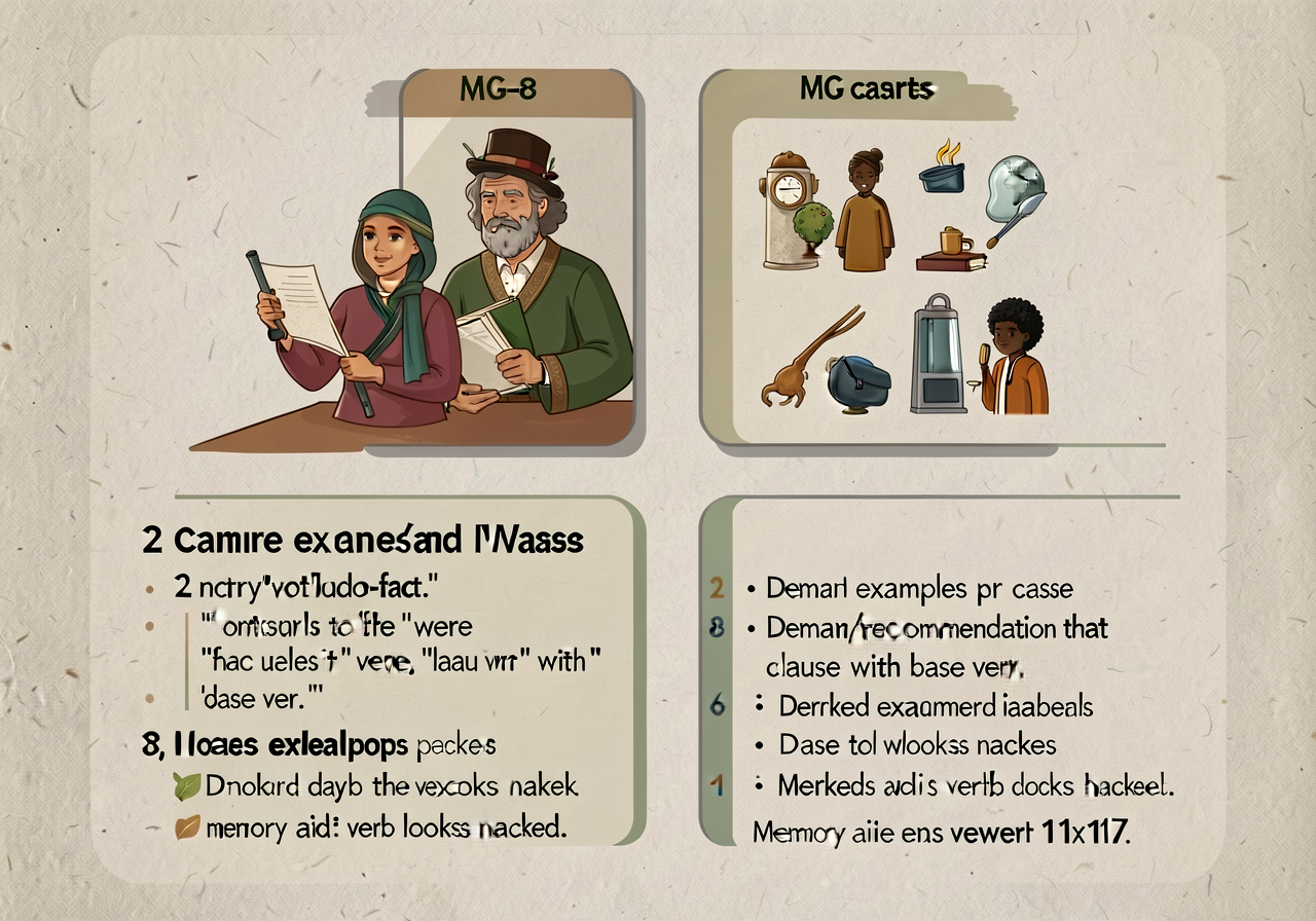 MG-8 anchor: 2-case card (contrary-to-fact 'if' clauses with 'were'; demand/recommendation 'that' clauses with base verb