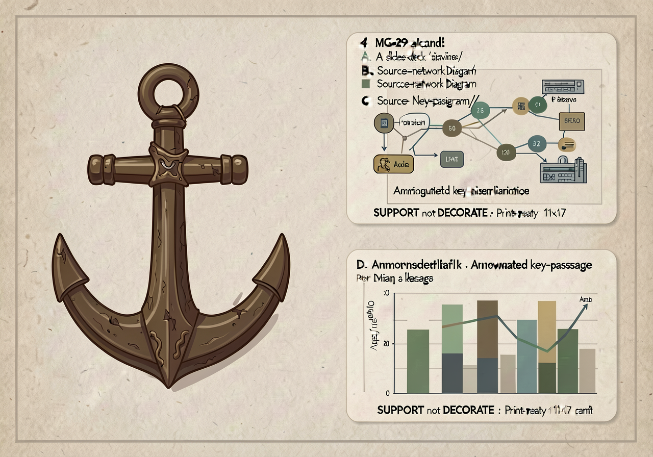 MG-29 anchor: 4-option card (A slide deck / B source-network diagram / C annotated key-passage / D data visualization) w