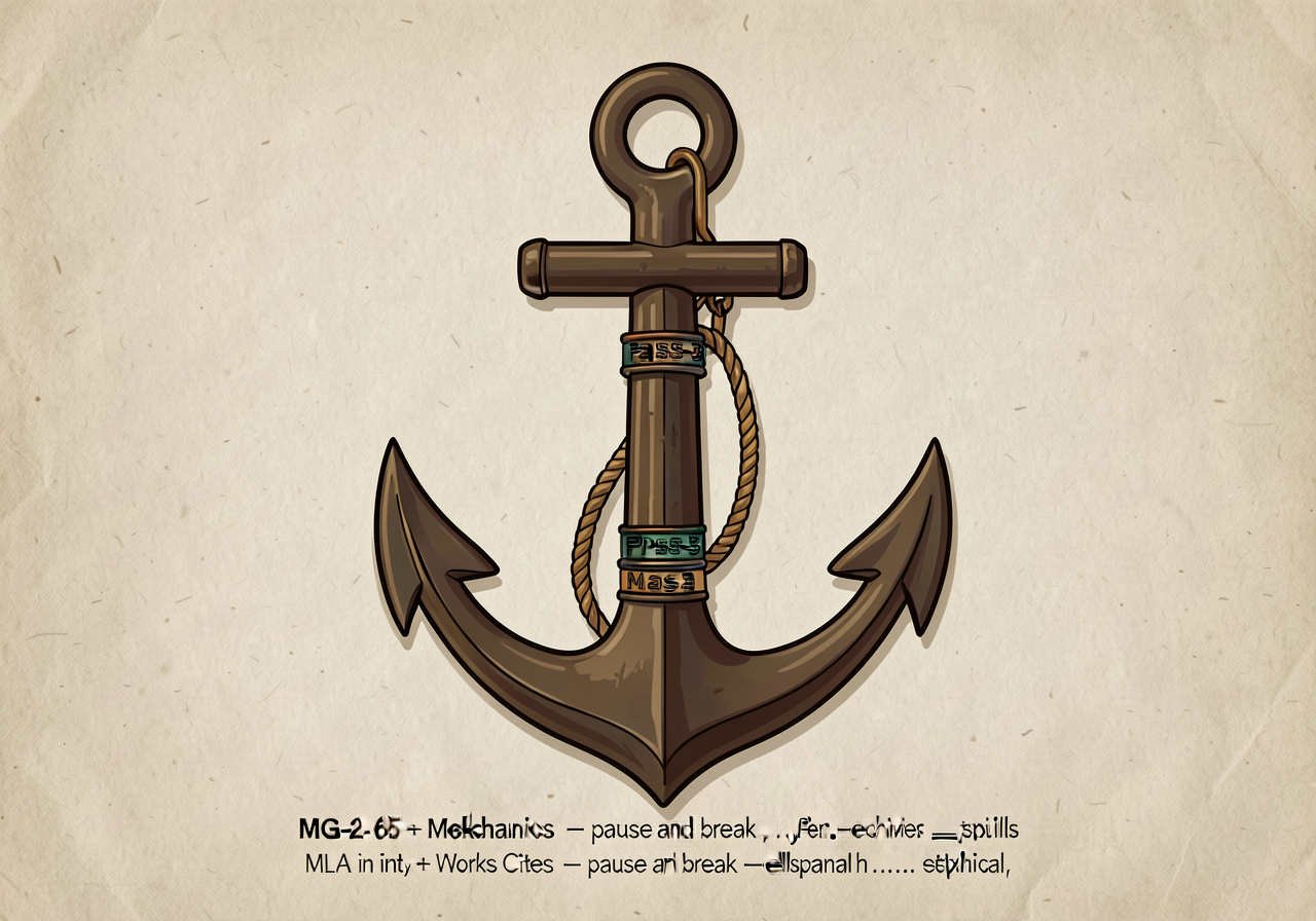 MG-25 anchor with Pass-3 MECHANICS band detail visible (MLA in-text + Works Cited + pause-and-break punctuation + ellips