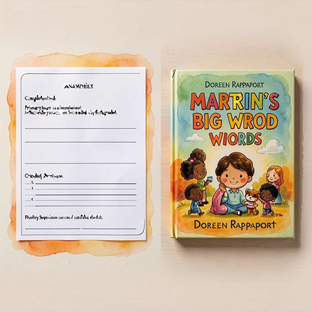 Side-by-side display: one anonymized completed student interview sheet (with permission) and a copy of Doreen Rappaport'