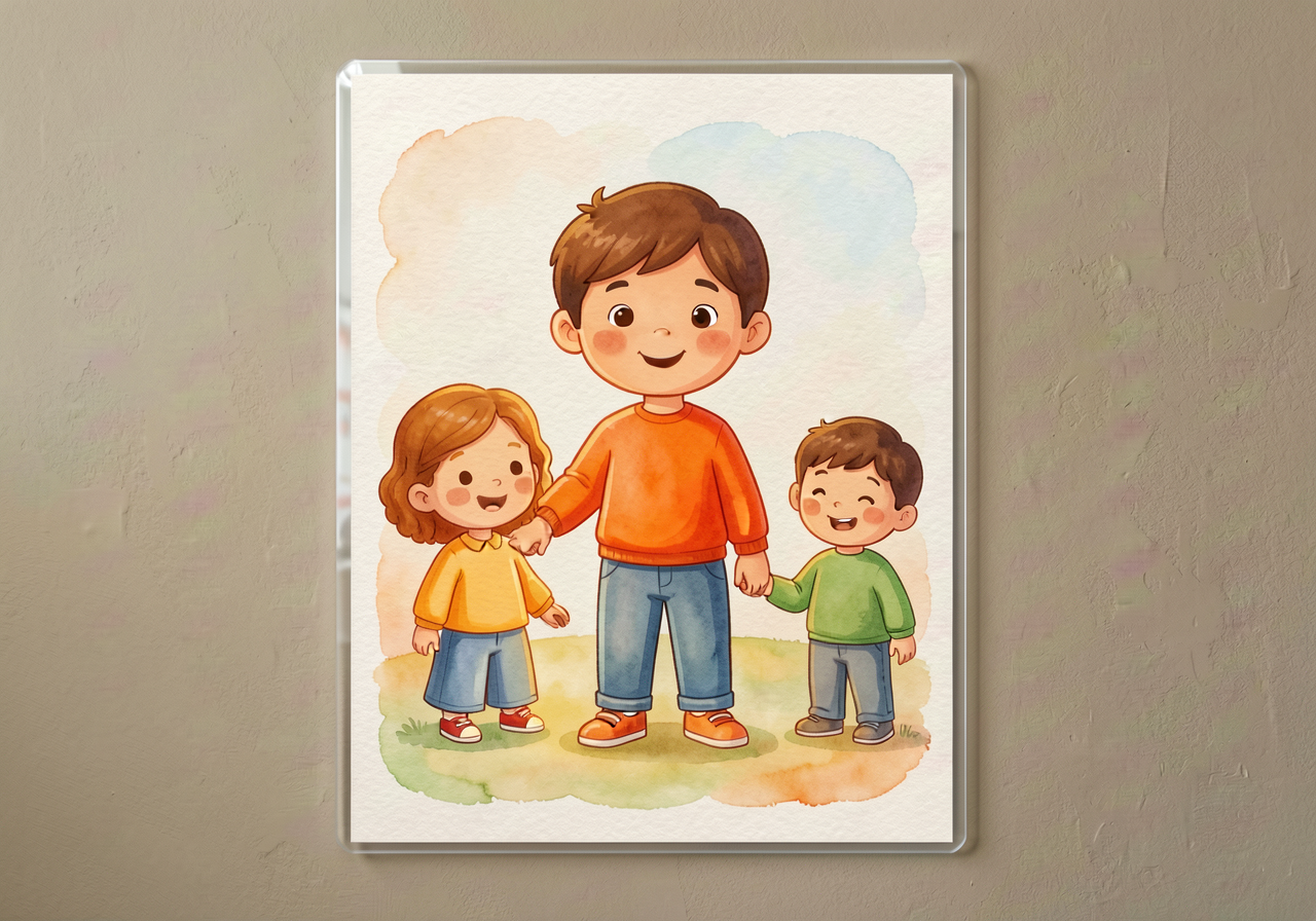 Mounted on classroom wall at child-eye-height (24-36 inches) with laminated surface for repeated dry-erase additions thr