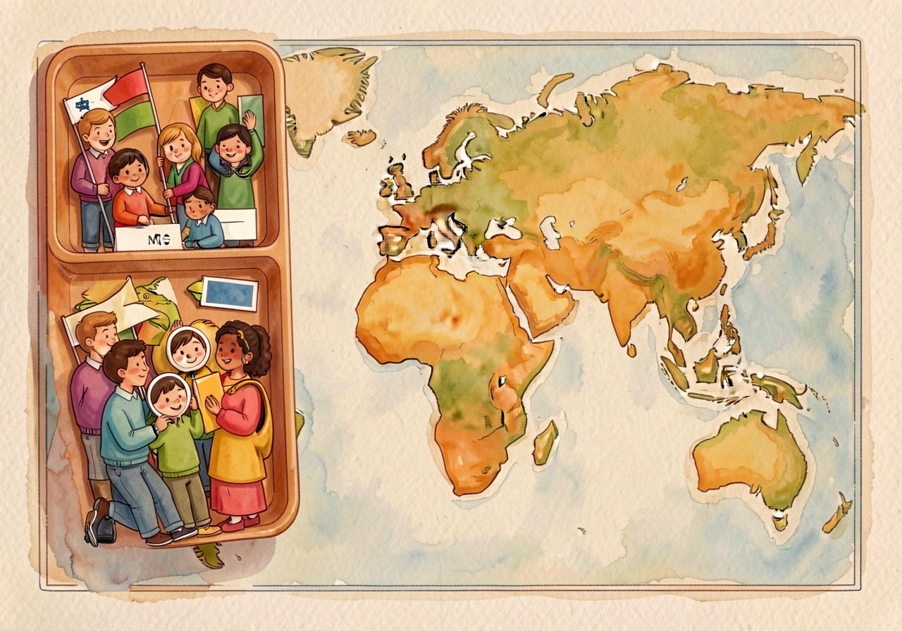 MG-7 + 5 paper flag-pin sets per child. Stored in labeled tray on materials shelf for repeated independent-practice use;