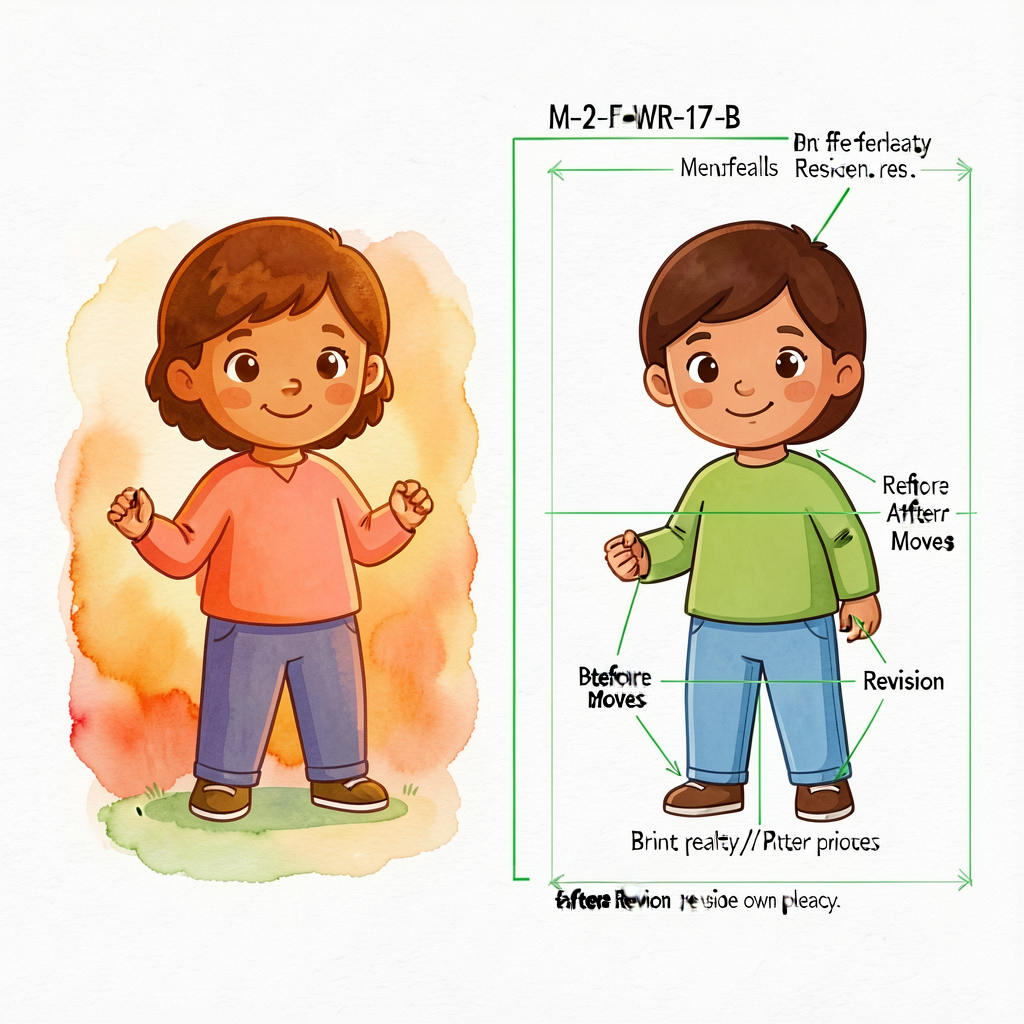 Reproduction of M-2-F-WR-17-B: before/after revision side-by-side, with green pencil tracks and margin annotations namin