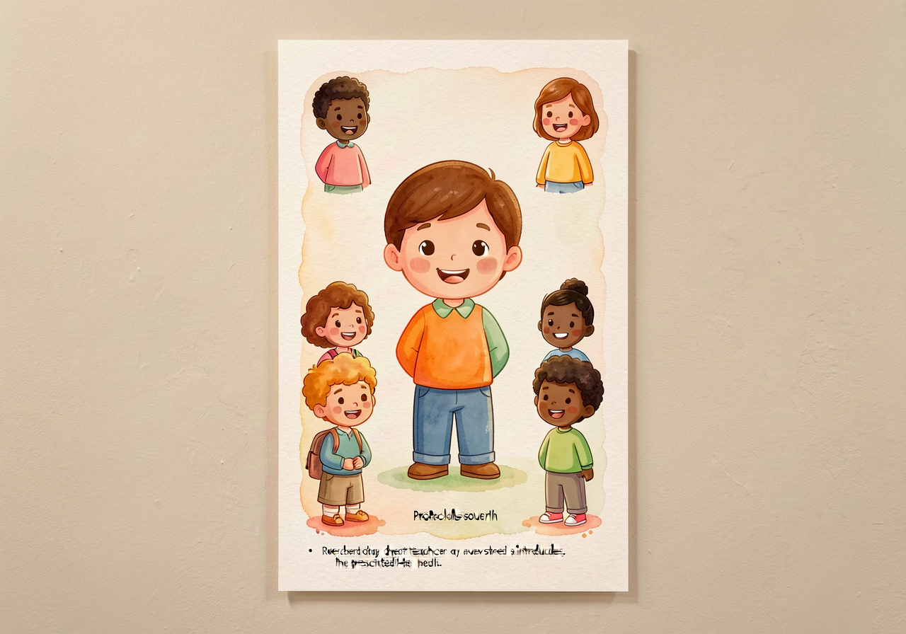 Mounted on classroom wall at child-eye-height; referenced explicitly by the teacher every time a new source is introduce