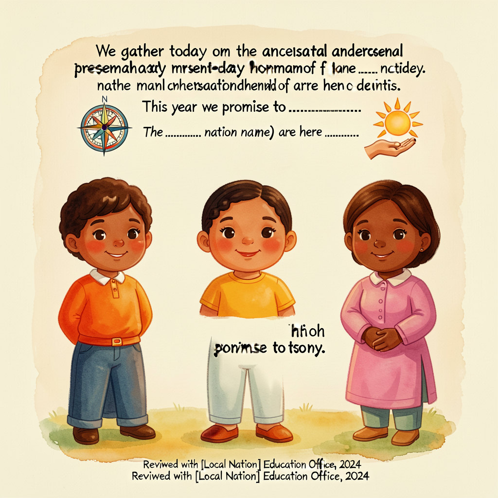 Wall poster 24x36, cream background, hand-lettered template with three labeled fill-in zones: (1) 'We gather today on th
