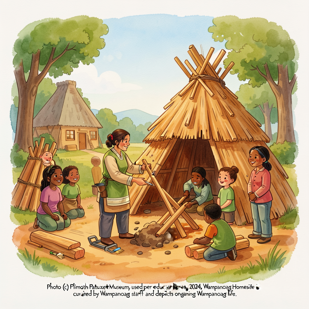 Photo 8x10 of the Wampanoag Homesite at Plimoth Patuxet Museum (the Wampanoag-curated portion - not the Plimoth Colony h