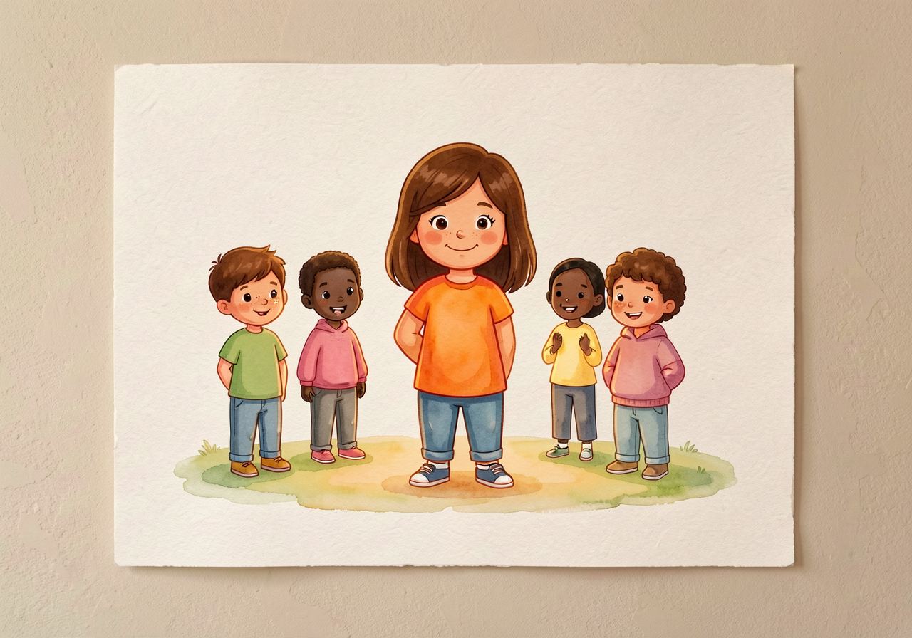 Mounted on classroom wall at child-eye-height. The visual equal-height rows are INTENTIONAL - no path is presented as mo