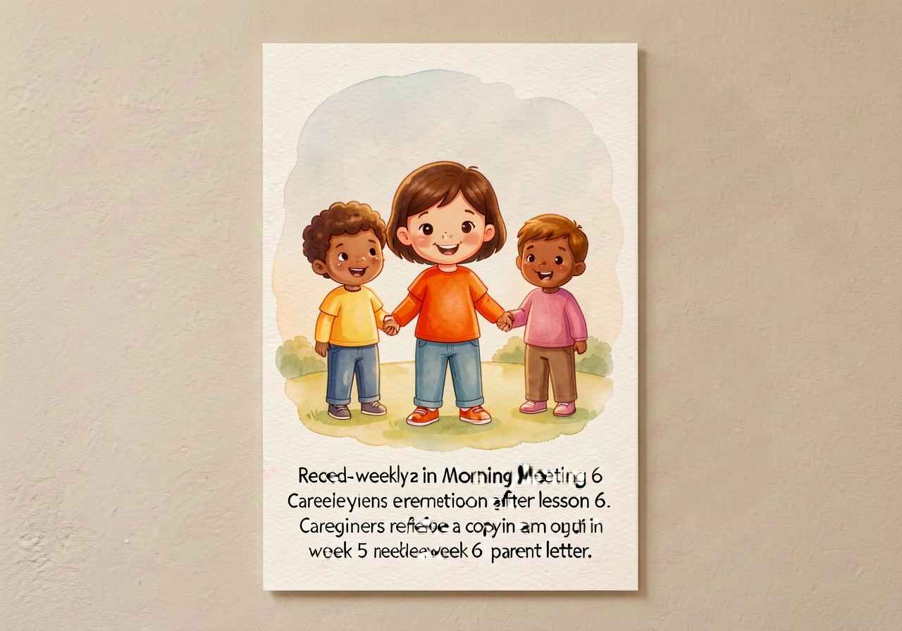 Mounted on classroom wall at child-eye-height; mirrored at the school entrance (with administration permission). Recited
