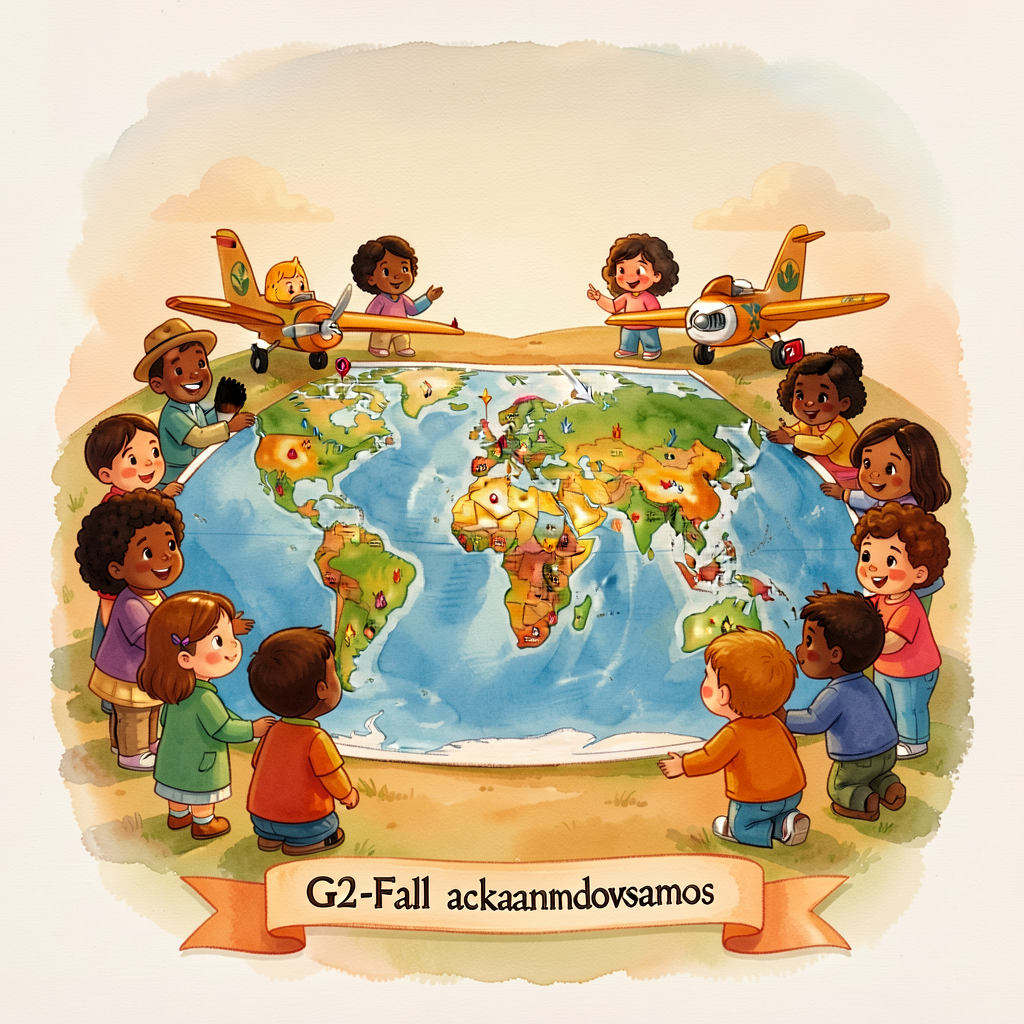 Display poster 24x36 portrait showing MG-1 as detailed in media_global_notes. Children gather around to find their own c