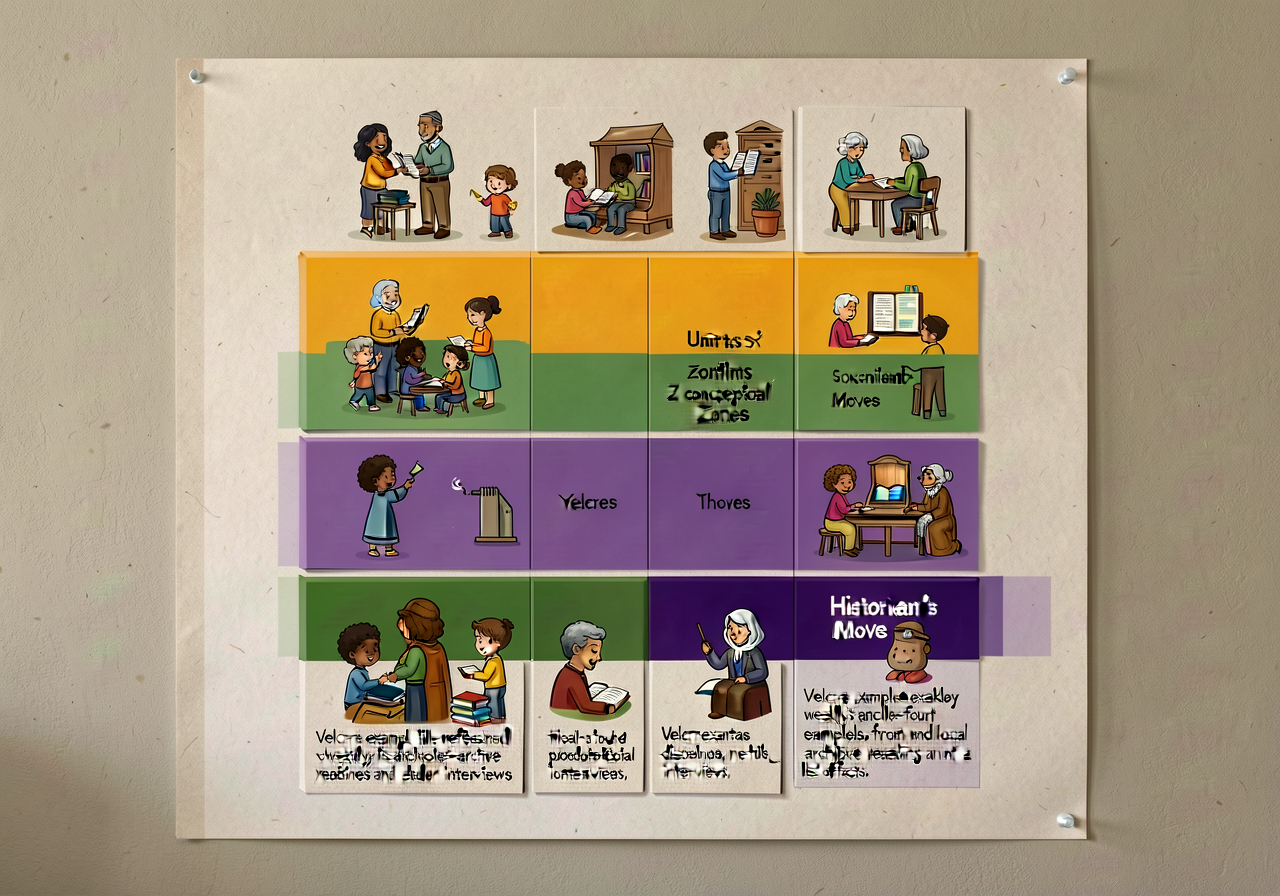 Mounted on classroom wall at child-eye-height. The six-band color coding teaches that the unit has six conceptual zones.