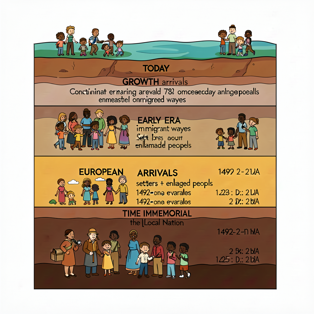 8.5x11 portrait template showing a sedimentary-rock-style cross-section with 5 horizontal bands labeled top-to-bottom: T