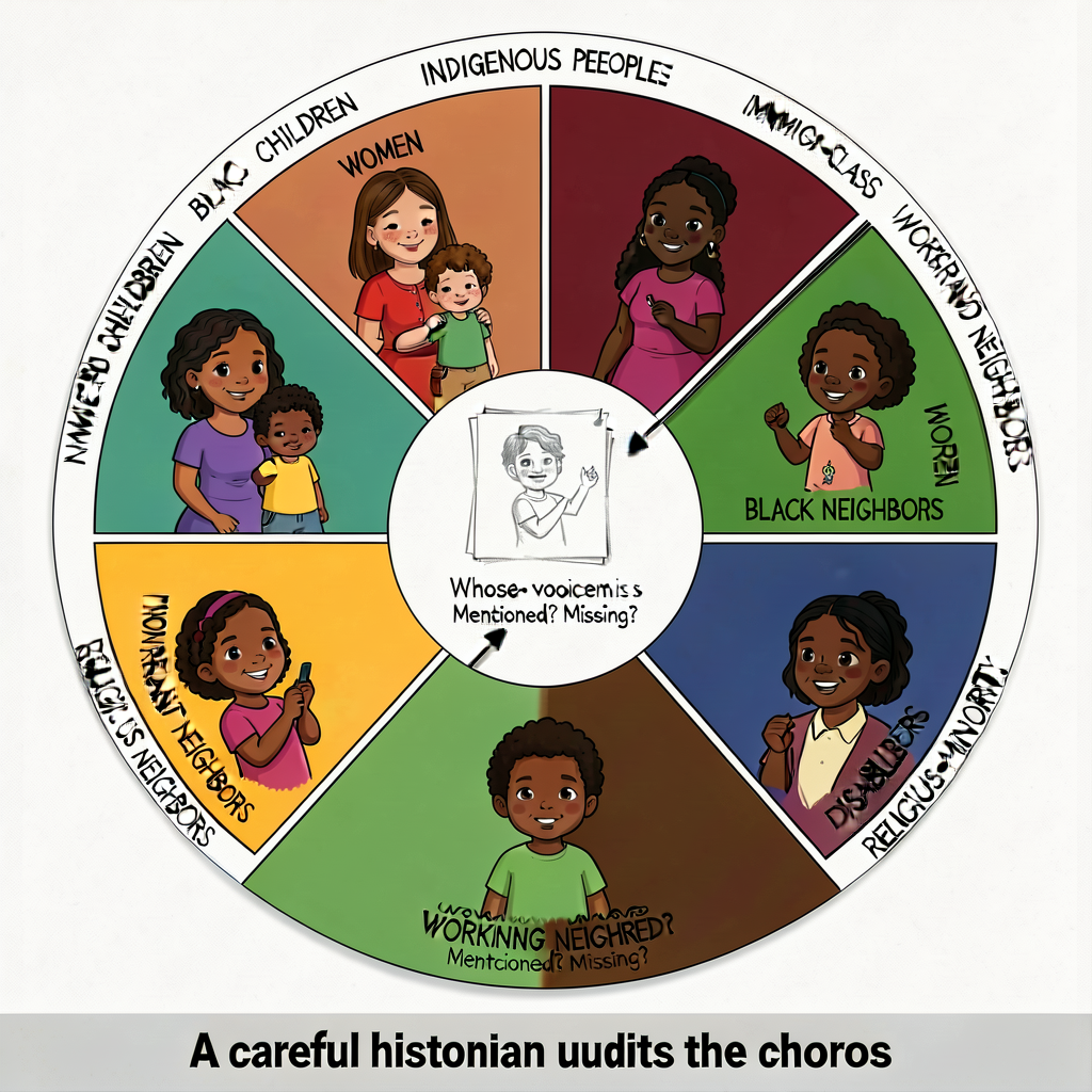MG-9 reproduction at 18-inch diameter laminated circle with 8 segments labeled WOMEN, CHILDREN, INDIGENOUS PEOPLE, BLACK