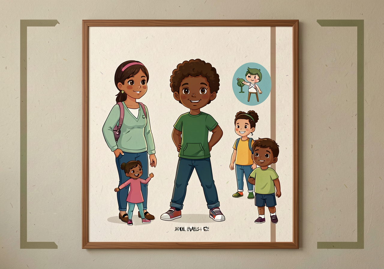 Mounted on classroom wall at child-eye-height. The intentional X-on-Levels-1-2 + Check-on-Levels-3-4 framing is the unit