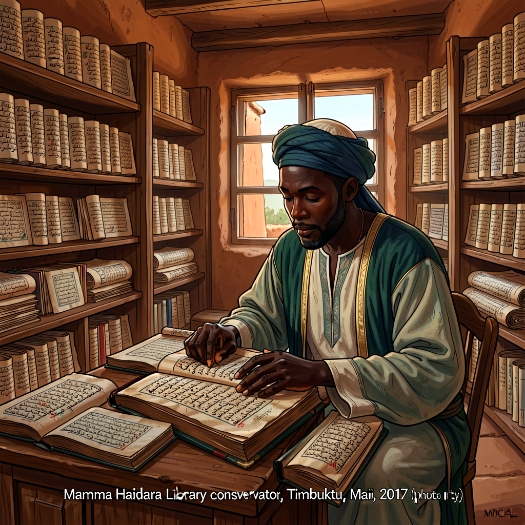 MG-11 photo 6 - high-resolution contemporary photograph of a Mande scholar at the Mamma Haidara Library or Ahmed Baba In
