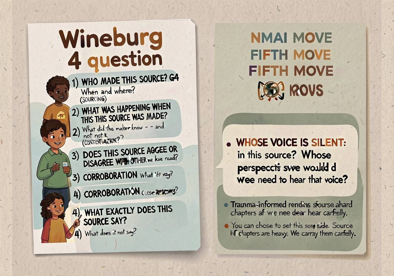 State Archive Card - 8.5x11-inch laminated routine card carried by each child. Front: Wineburg 4-question routine adapte