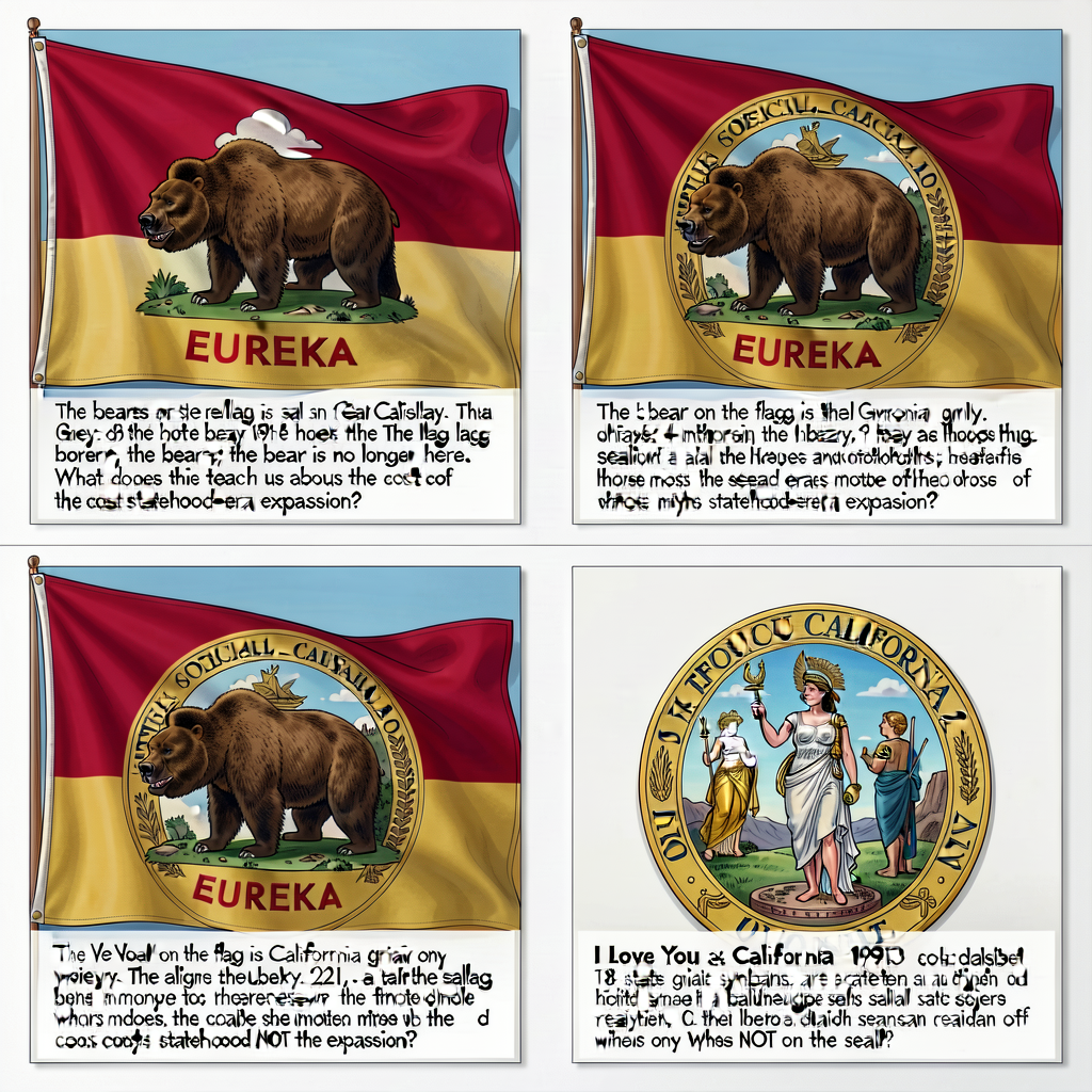State Flag, Motto, Seal, Song Set - 12x18 inches each, displayed as a 2x2 panel. Each carries the OFFICIAL design AND a 