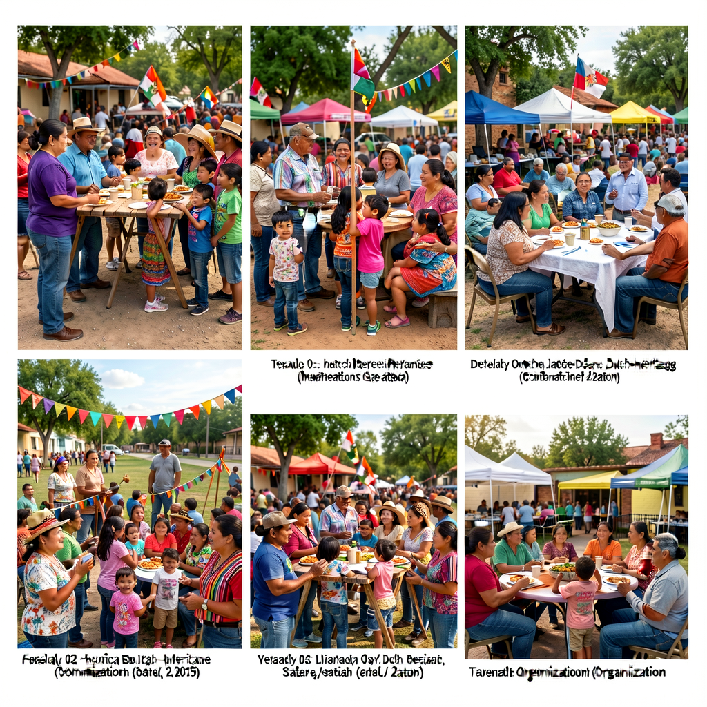 Three high-resolution documentary photos of contemporary Mexican-American / Tejano / Dutch-heritage community events in 