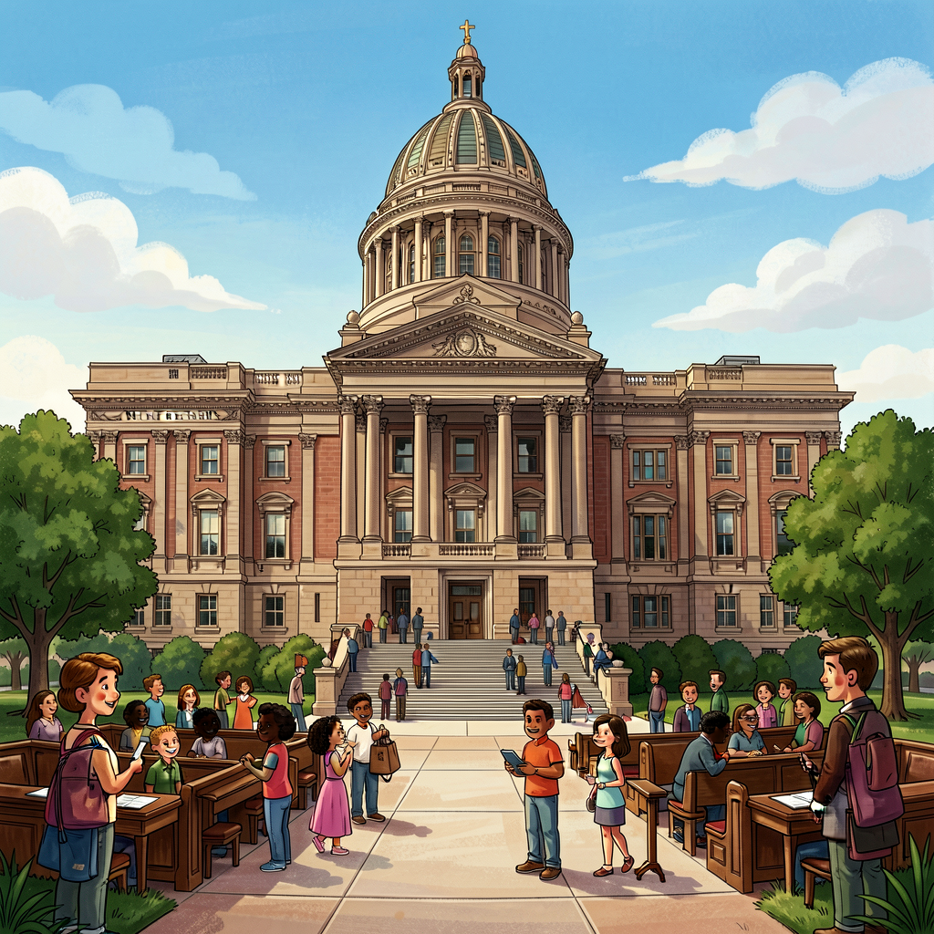 High-resolution photo of state capitol building exterior (Sacramento for CA - California State Capitol c. 1869; Austin f