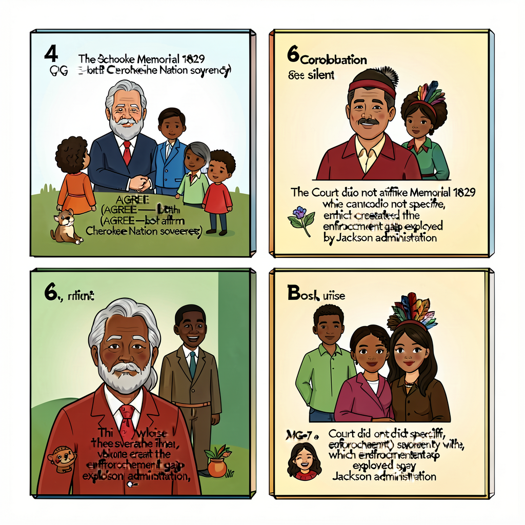 MG-7 6-box format. Box 4 corroboration explicitly pairs with Cherokee Memorial 1829 (AGREE — both affirm Cherokee Nation
