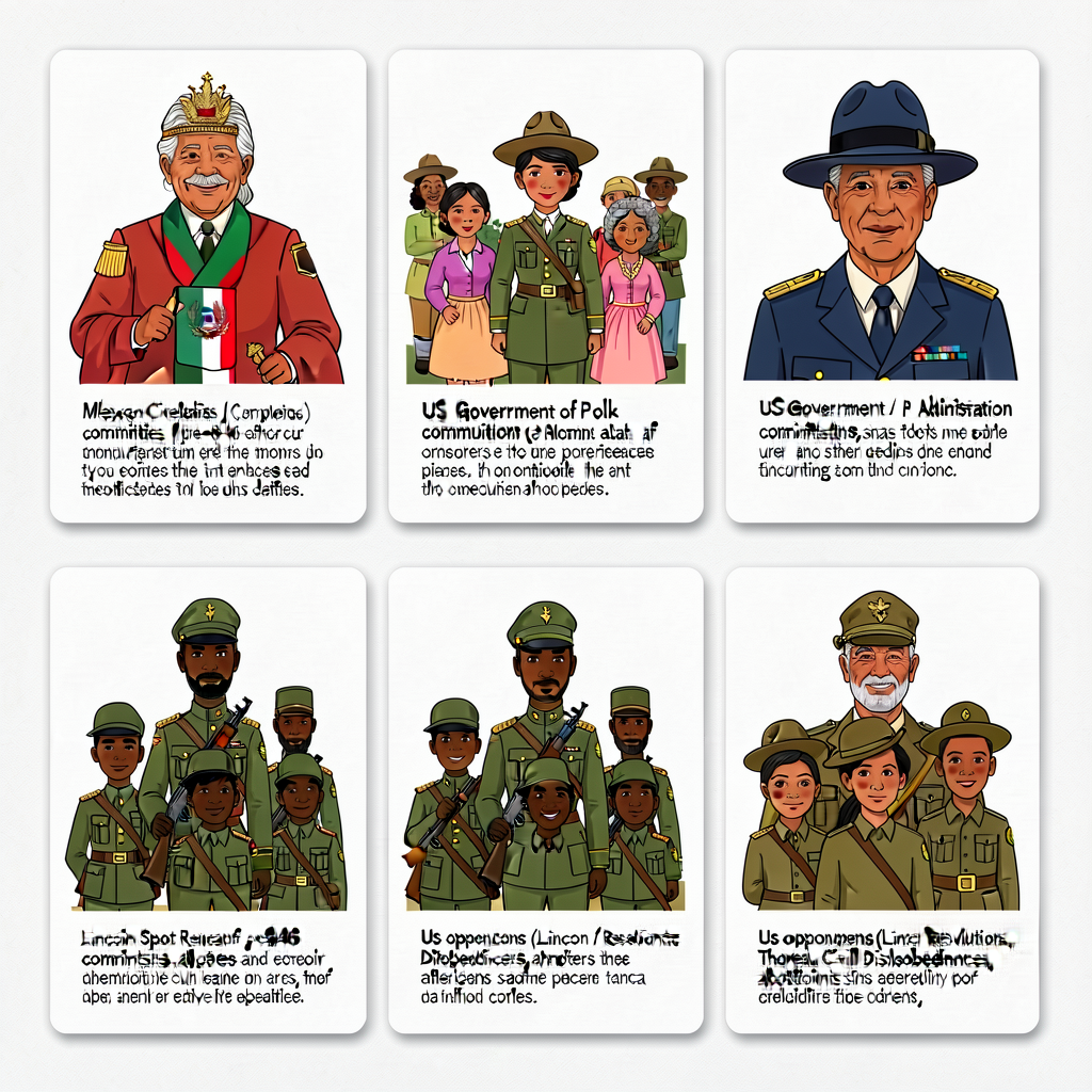 5 cardstock perspective cards: (a) Mexican government; (b) Mexican civilians of pre-1846 communities; (c) US government 