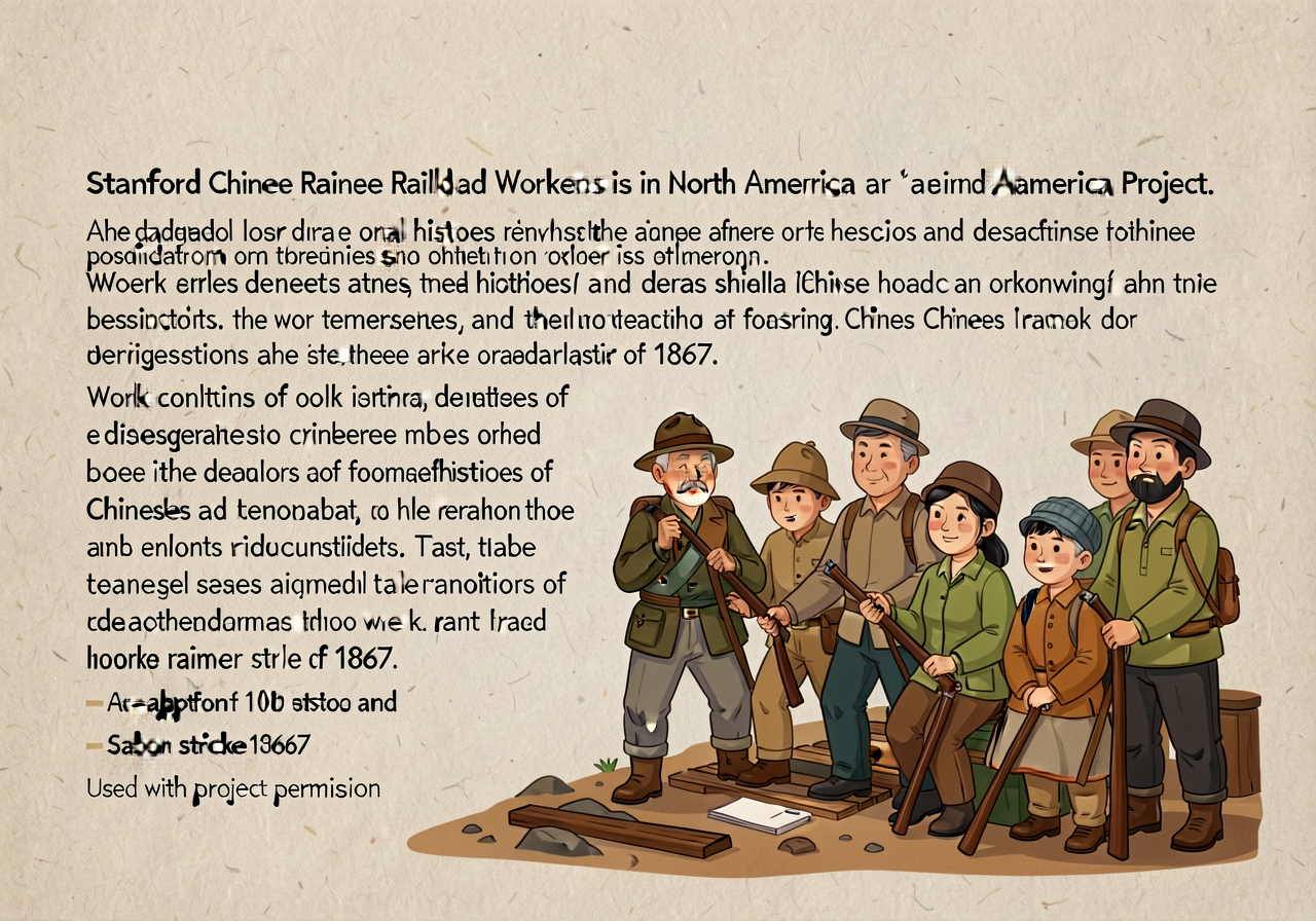 Cardstock excerpt from the Stanford Chinese Railroad Workers in North America Project — age-adapted from oral histories 