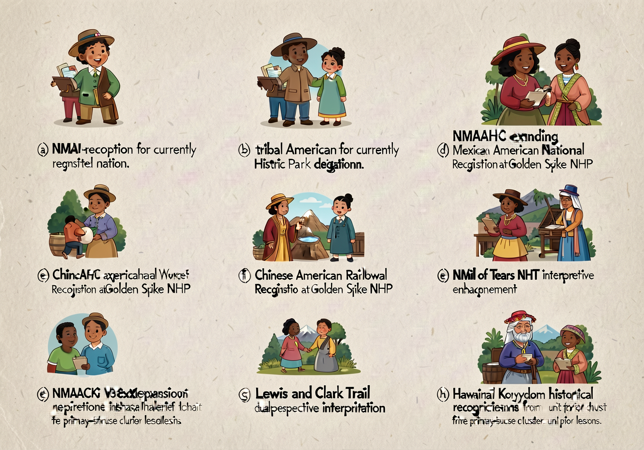 Cardstock card listing 8 topic options each with 1-sentence framing: (a) NMAI funding; (b) tribal-recognition for curren