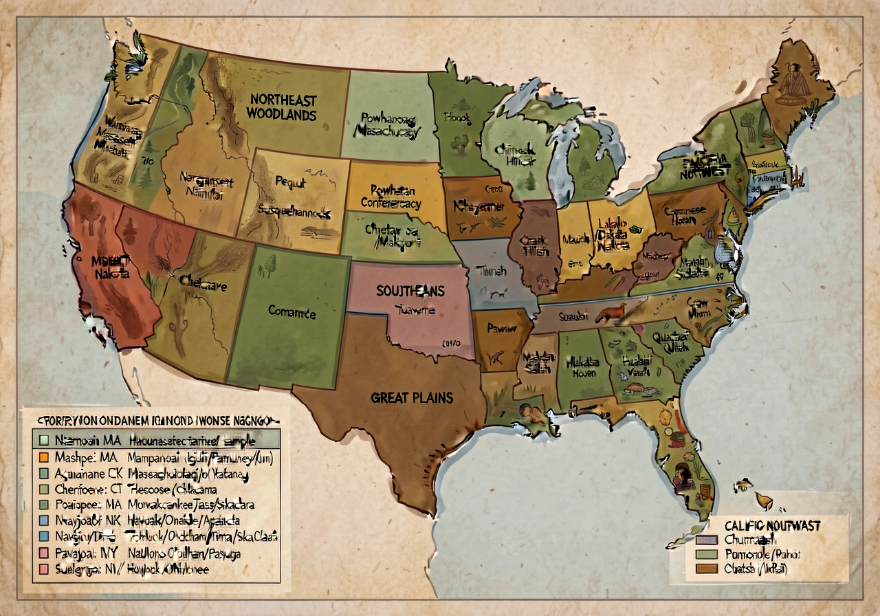 Indigenous Nations of North America pre-1600 — large detailed map showing the major Indigenous nations and confederacies