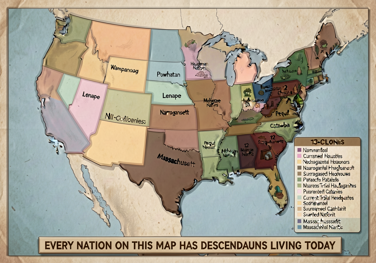 Large 36 x 48 inch wall map showing the major Indigenous nations and confederacies of pre-1600 North America organized b