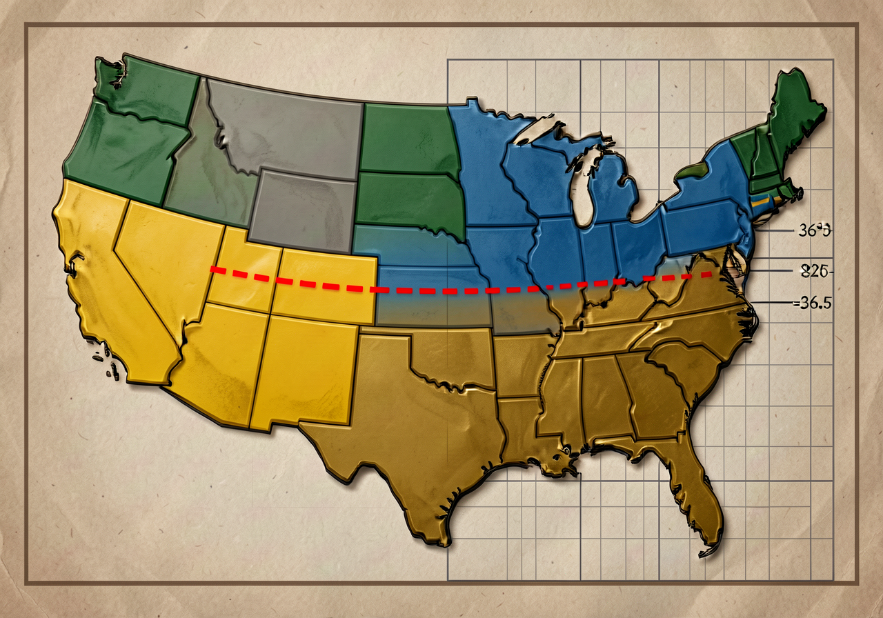 Map of US 1820 with Missouri (yellow as new slave state) + Maine (green as new free state) + Louisiana Purchase territor