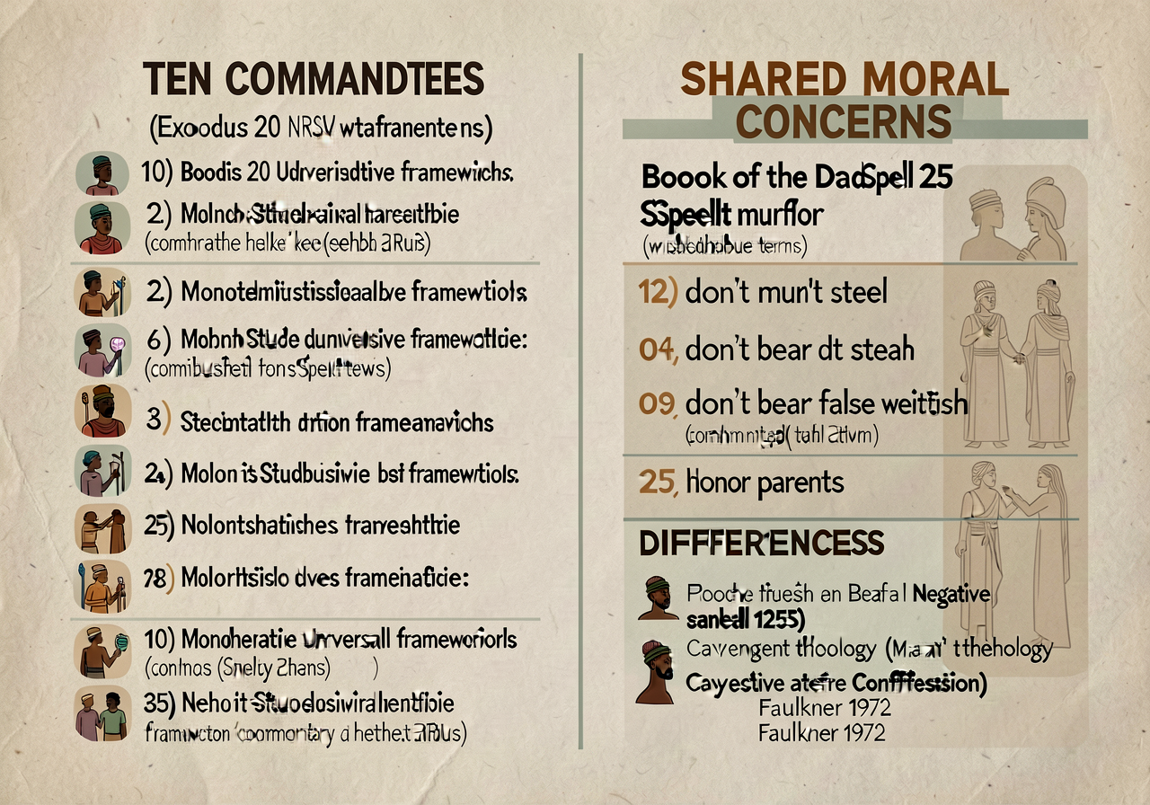 Handout: side-by-side comparison of Ten Commandments (Exodus 20 NRSV translation with Jewish Study Bible commentary on k