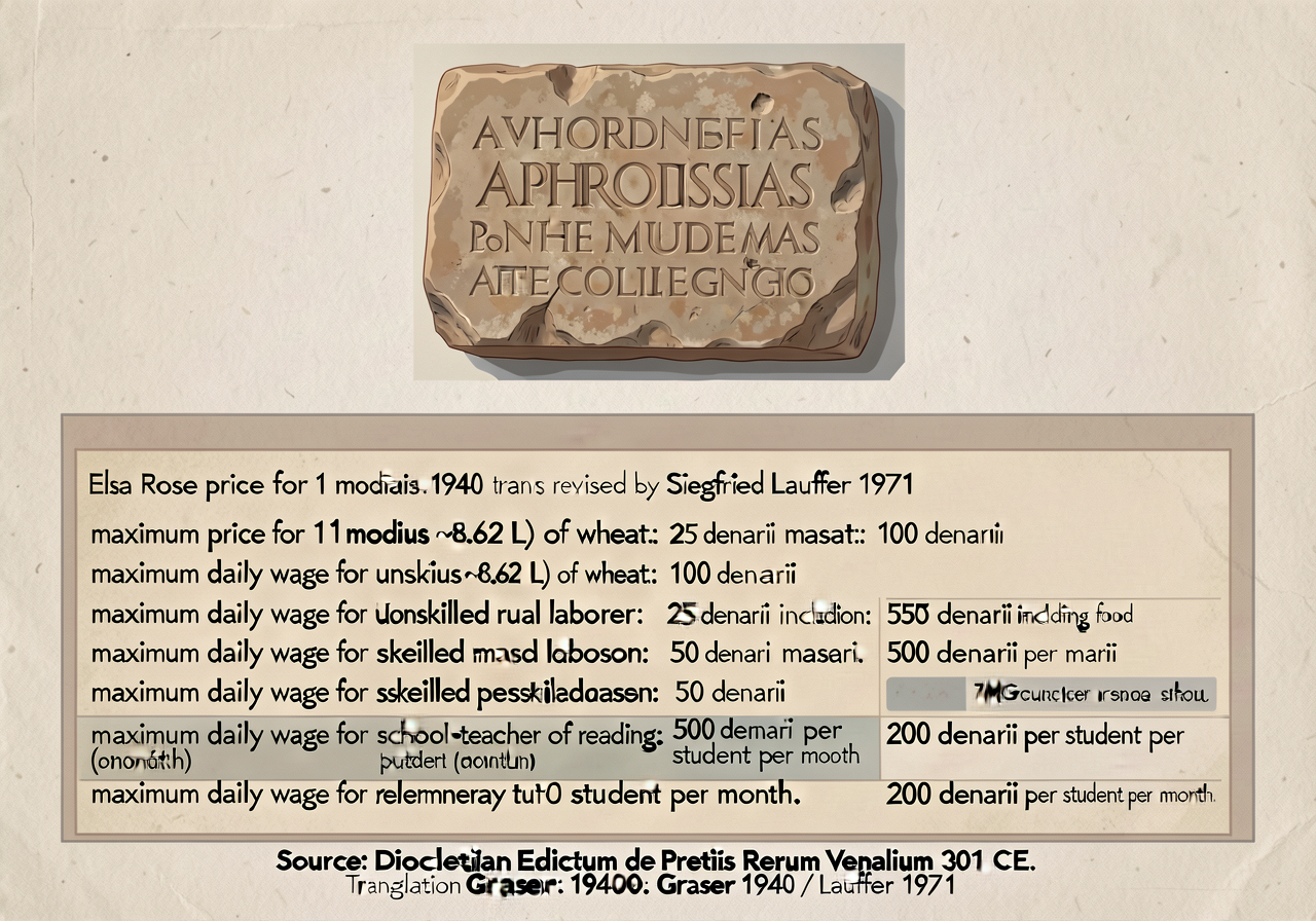 8.5x11 inch educator handout: top half shows photograph of the surviving inscribed stone fragment from Aphrodisias (now 