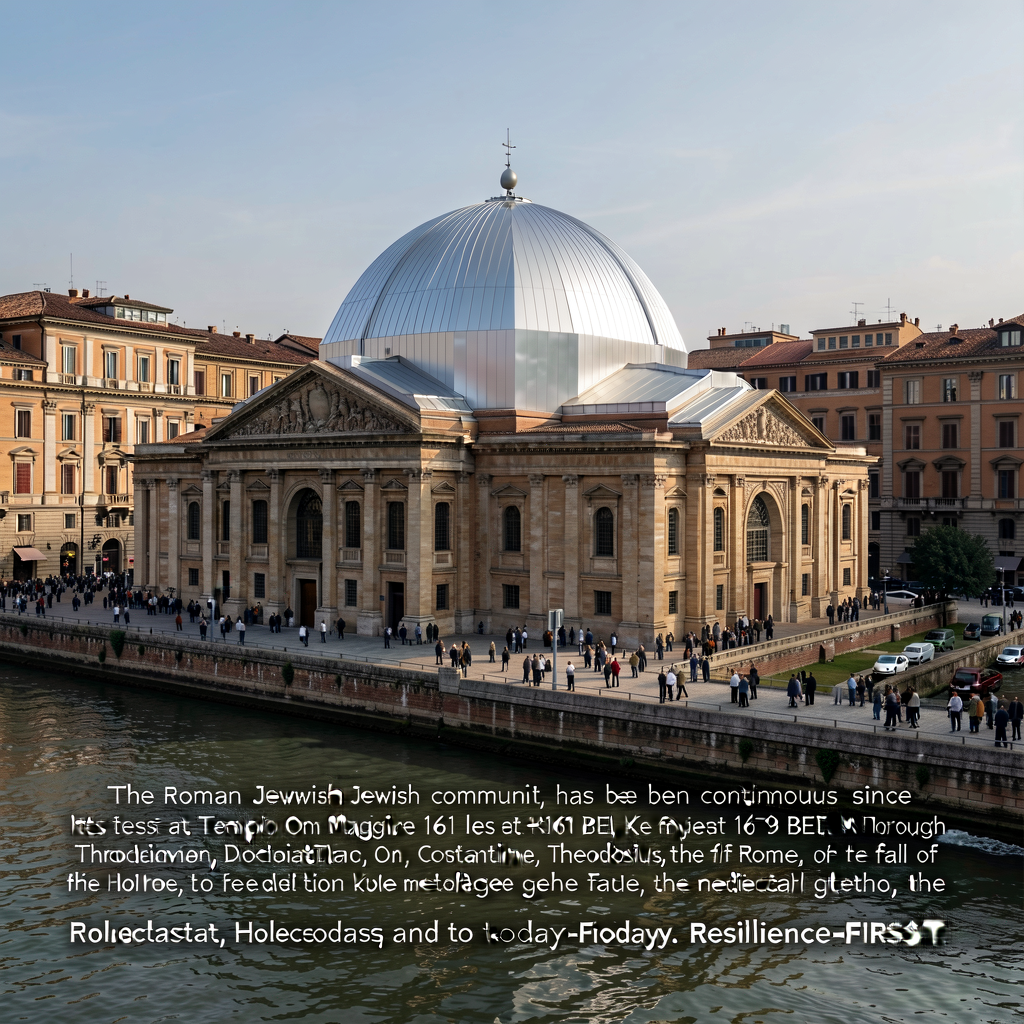 Modern photograph of the Great Synagogue of Rome (Tempio Maggiore di Roma) — the Roman Jewish community has been continu
