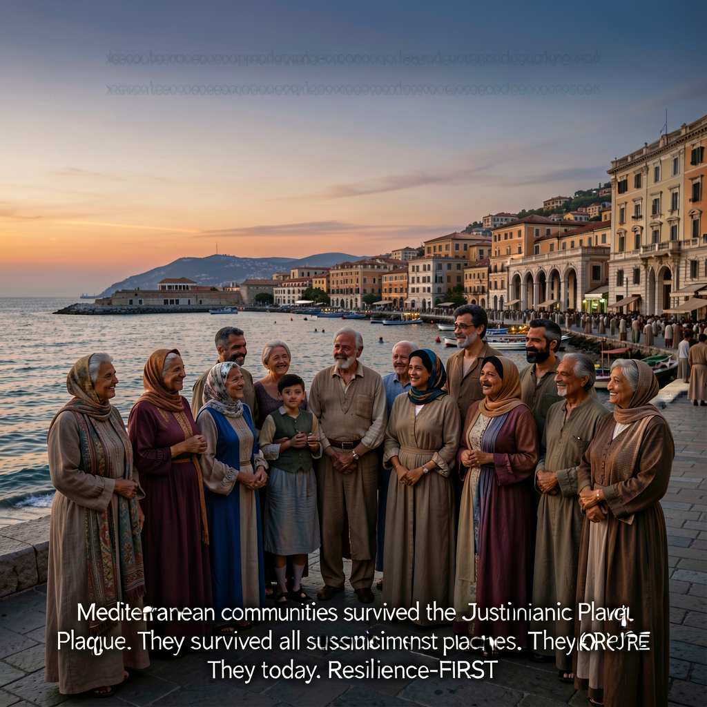 Modern photograph showing diverse Mediterranean descendant communities — a multi-generational Italian-Greek-Turkish-Leva