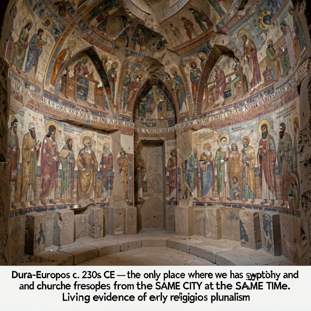 Modern photograph (or high-resolution image of museum display) of Dura-Europos synagogue frescoes (now in National Museu