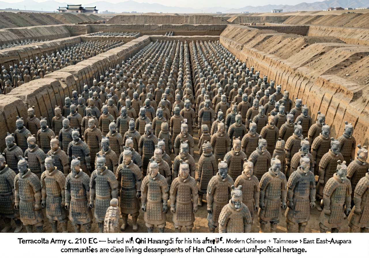 Photograph of the Terracotta Army at the Mausoleum of Qin Shi Huangdi (Xi'an, Shaanxi, China) — Pit 1 wide-angle view sh