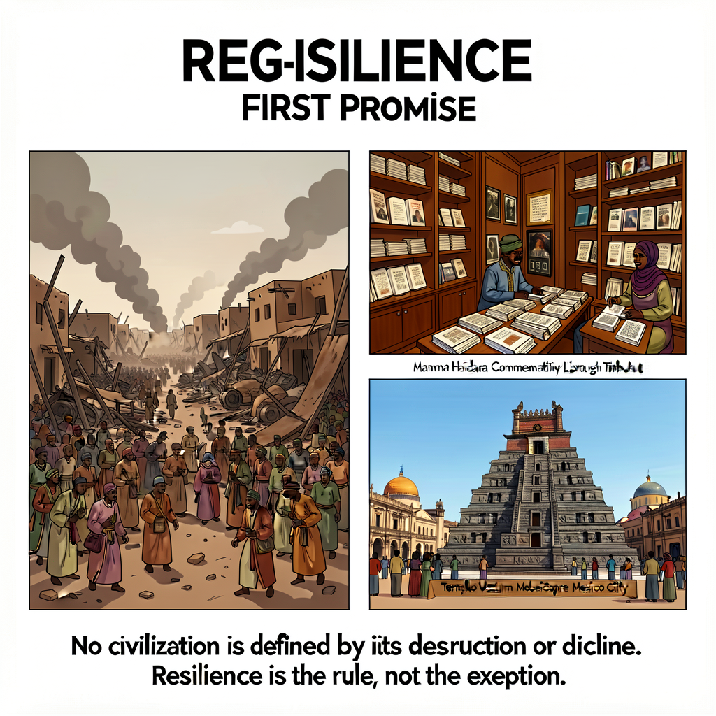 MG-11 Resilience-FIRST Promise poster (continued from G6-Spring). 18x24 inch wall poster. Two-panel composite: (left) hi