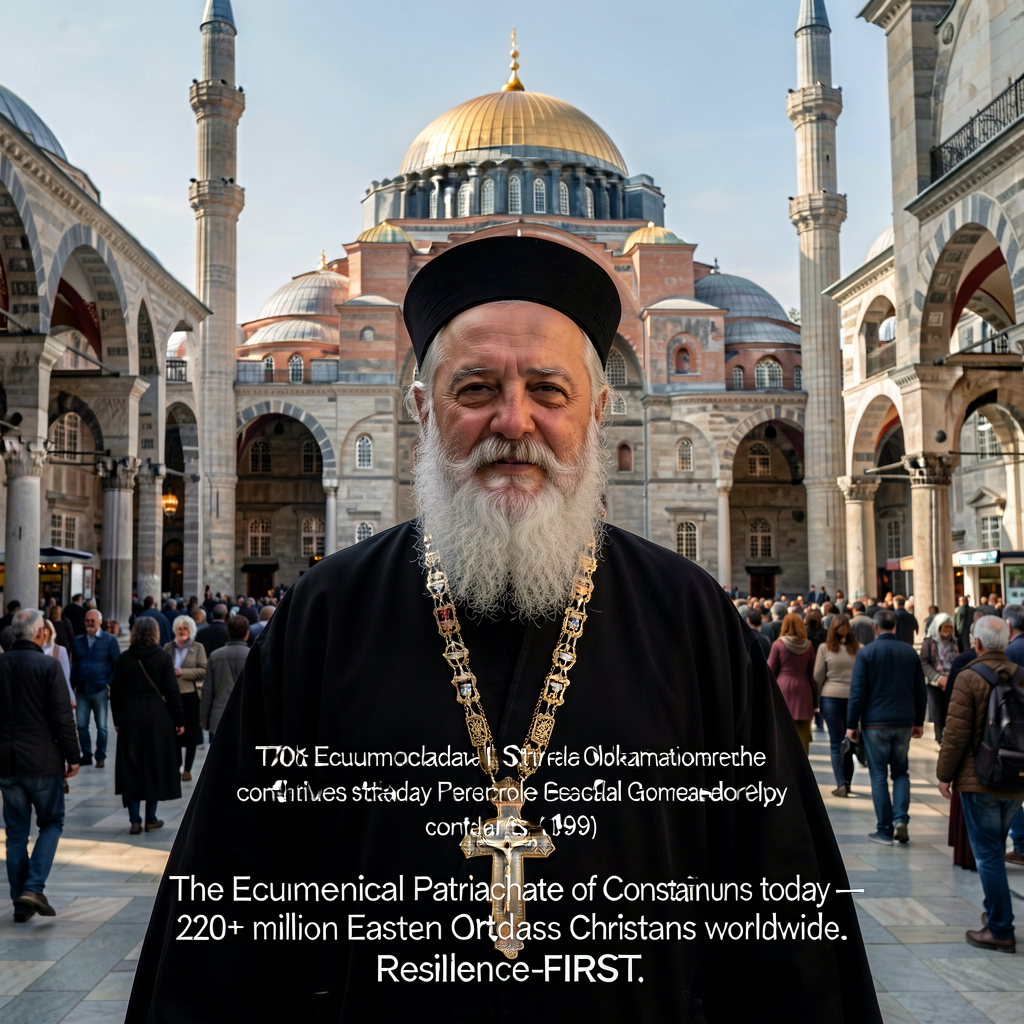 Contemporary 2024 photo of His All-Holiness Bartholomew I, 270th Ecumenical Patriarch of Constantinople since 1991, in t