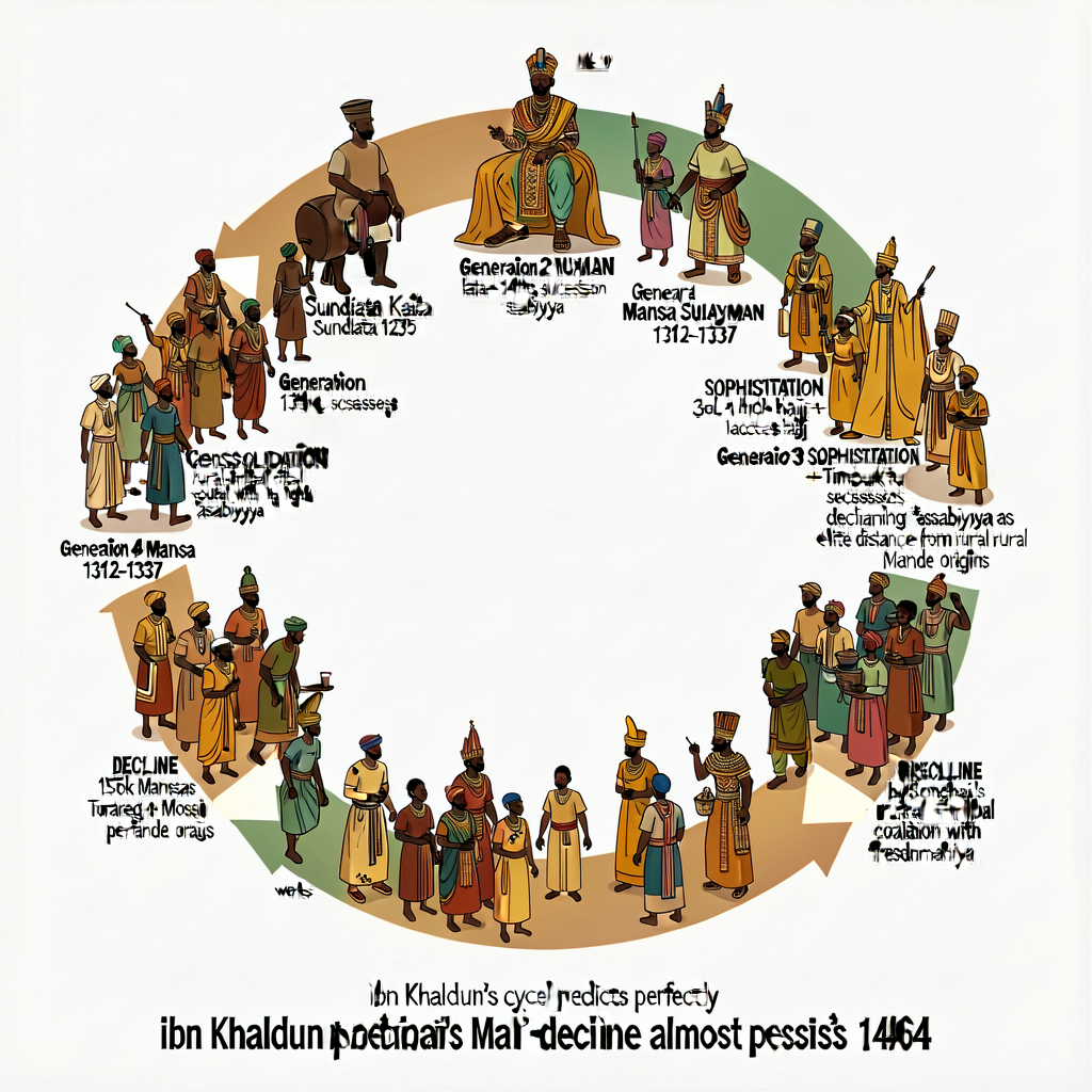 MG-19 template applied to Mali Empire dynastic cycle. Generation 1 Sundiata Keita 1235: FOUNDATION rural-tribal coalitio
