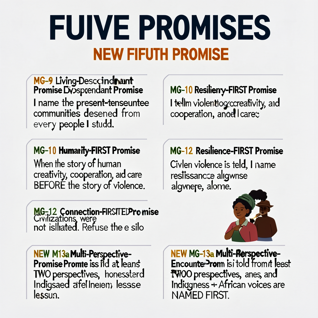 FIVE PROMISES poster — 18x24 inch wall poster carrying forward from G7-Fall and extended for G7-Spring with NEW FIFTH PR