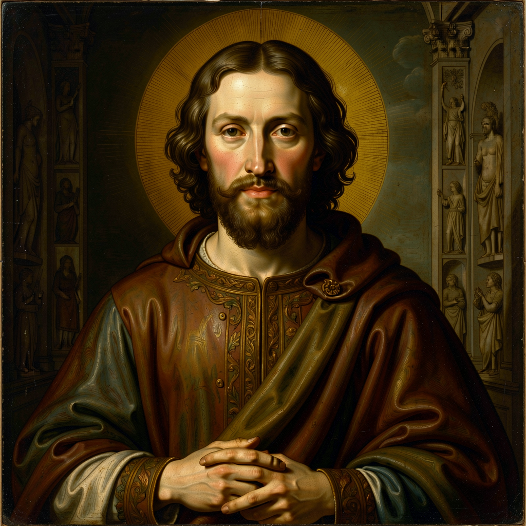 High-resolution reproduction of Albrecht Dürer Self-Portrait at 28 1500 Alte Pinakothek Munich — Christ-like frontal pos