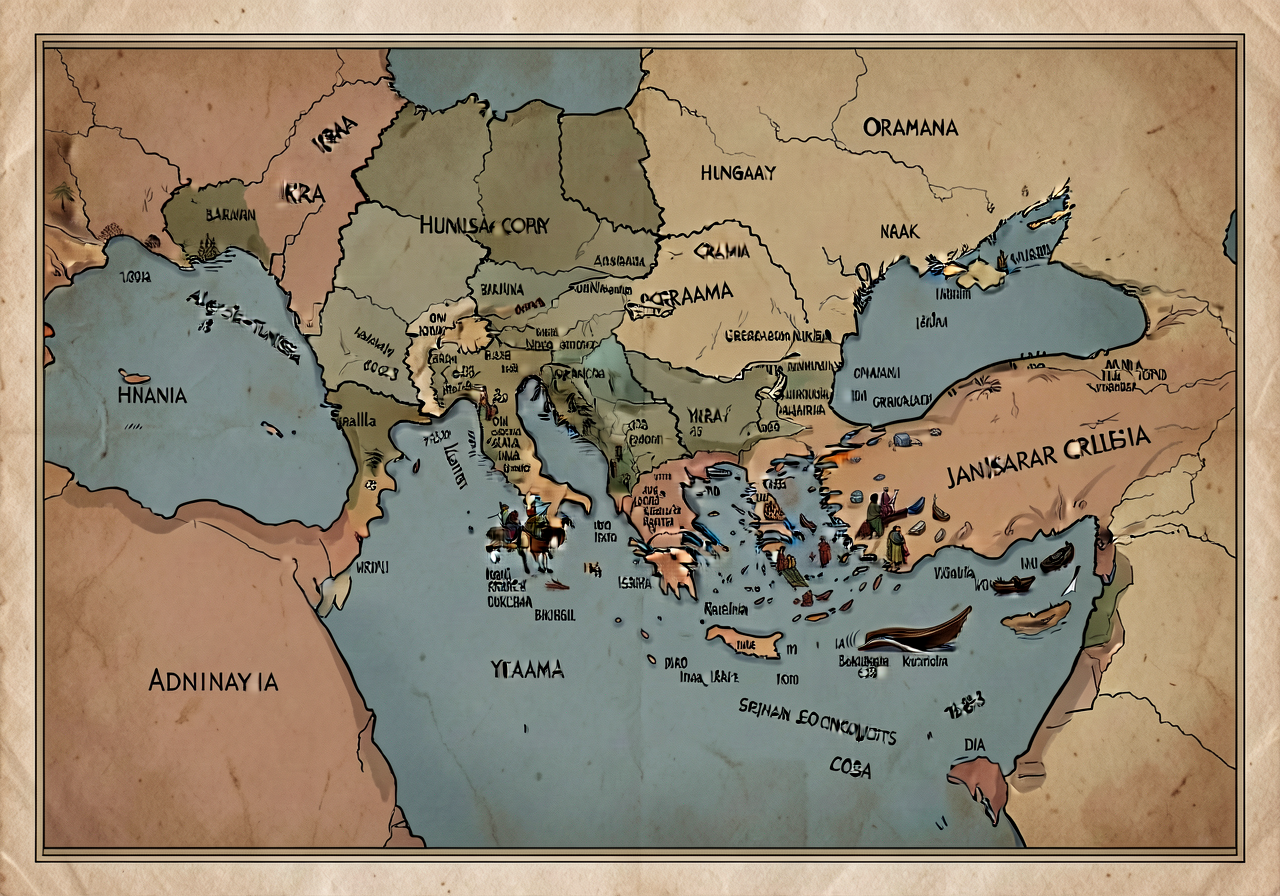 Detail map showing Ottoman territory at peak 1683 — from Algeria-Tunisia in west to Yemen + Iraq in southeast to Hungary