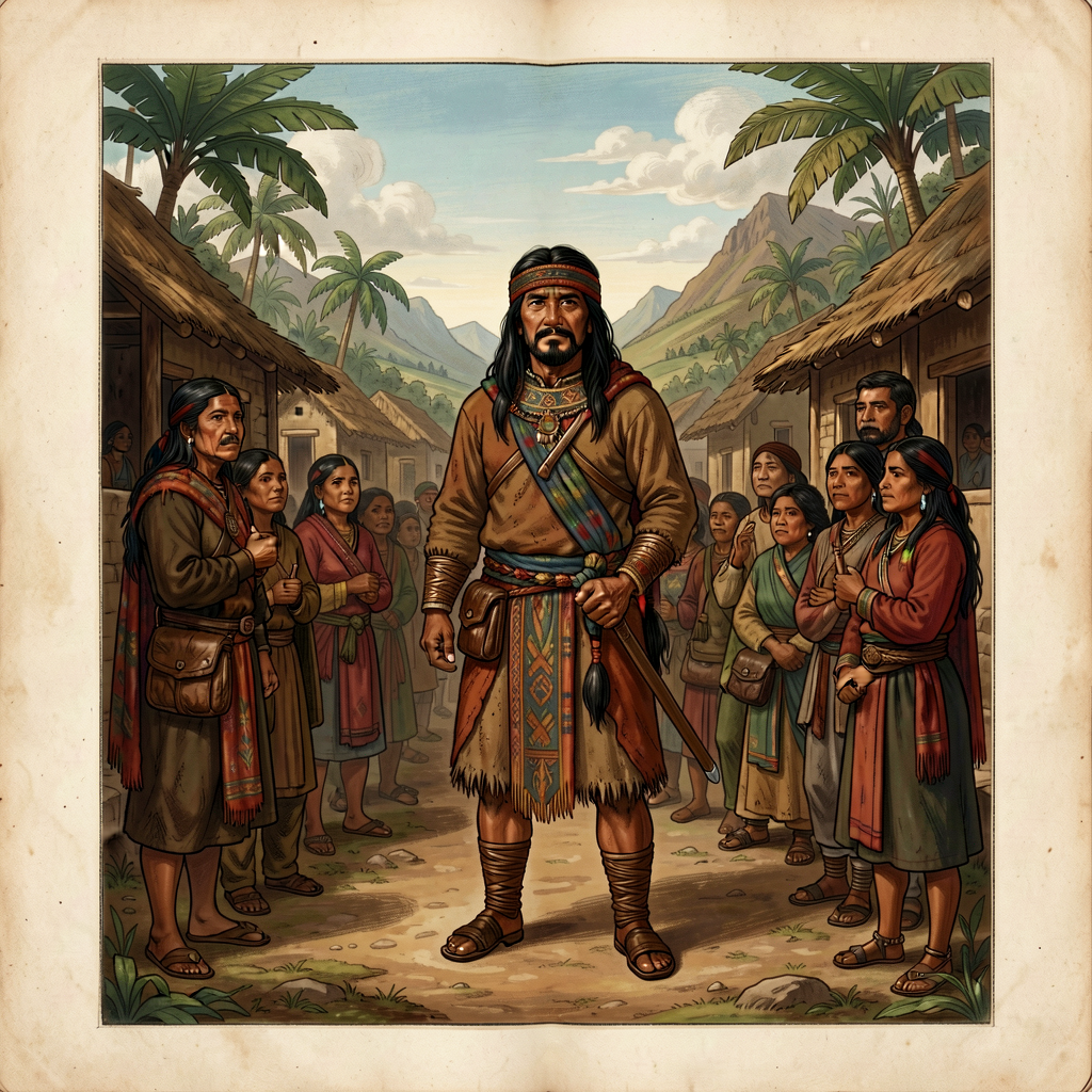 High-resolution reproduction of one Felipe Guaman Poma Nueva Corónica 1615 folio depicting Vilcabamba or Tupac Amaru I —