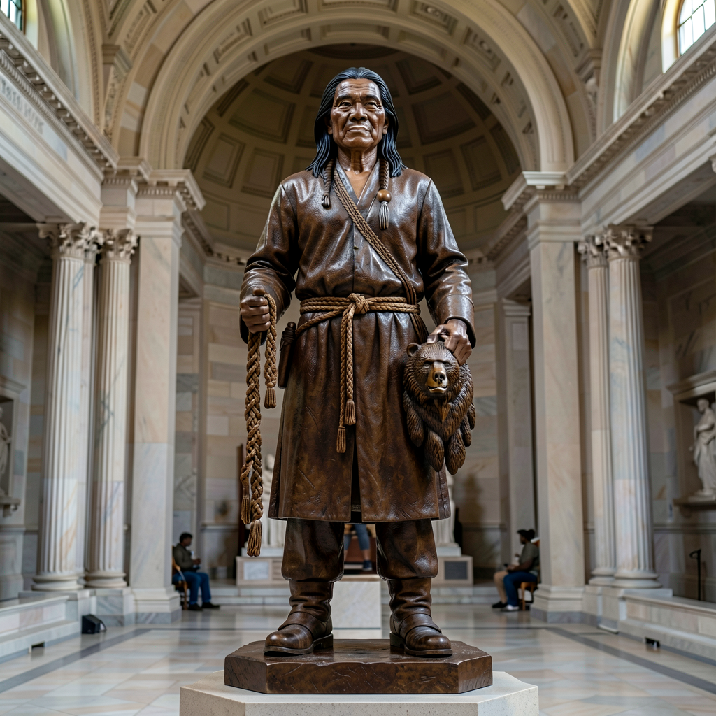 High-resolution photograph of Po'pay statue by Cliff Fragua (Jemez Pueblo sculptor) installed US Capitol Statuary Hall 2