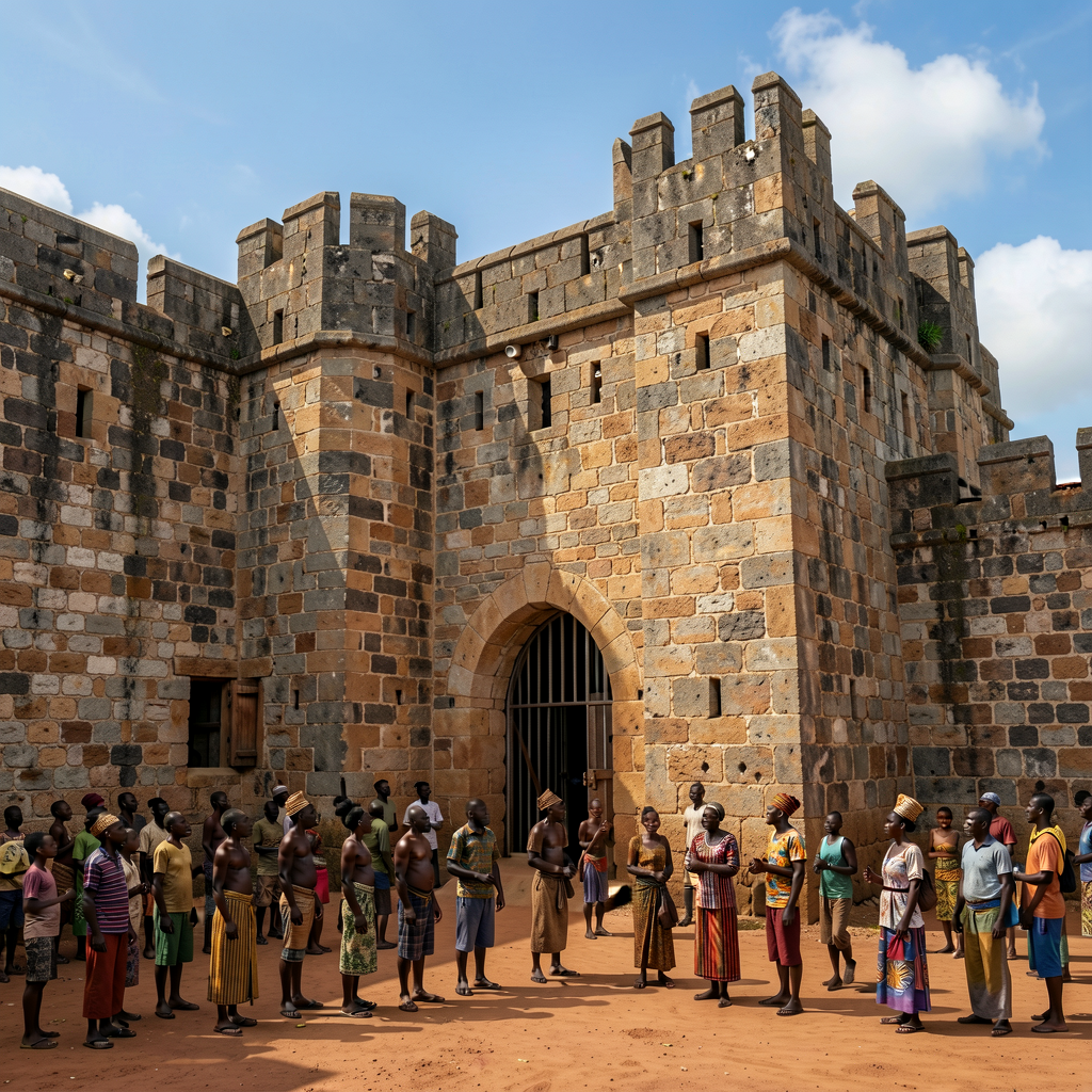 High-resolution photograph of Elmina Castle (São Jorge da Mina, Ghana, built 1482) — World Heritage Site; first European