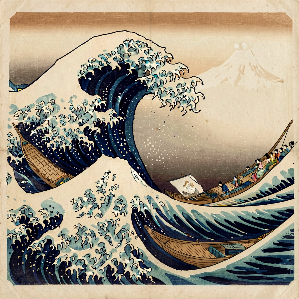 High-resolution reproduction of Hokusai 'The Great Wave off Kanagawa' from Thirty-Six Views of Mount Fuji 1831 — ukiyo-e